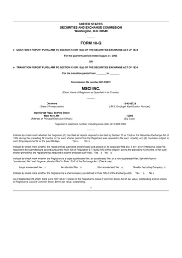 Vorschaubild MSCI 10-Q Quartalsbericht  