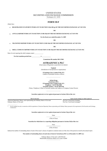 Thumbnail AstraZeneca 20-F Annual Report 