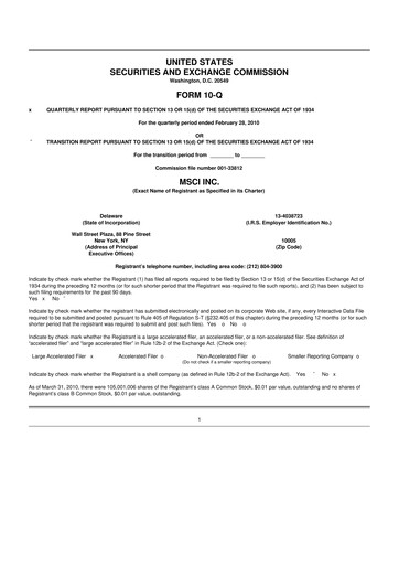 Vorschaubild MSCI 10-Q Quartalsbericht  