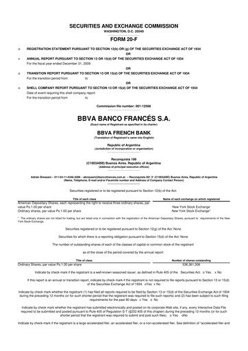 Vorschaubild BBVA Argentina 20-F Jahresbericht 