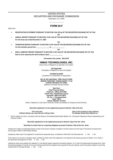 Thumbnail Himax Technologies 20-F Annual Report 