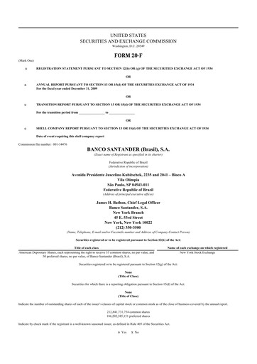 Thumbnail Banco Santander Brasil 20-F Annual Report 