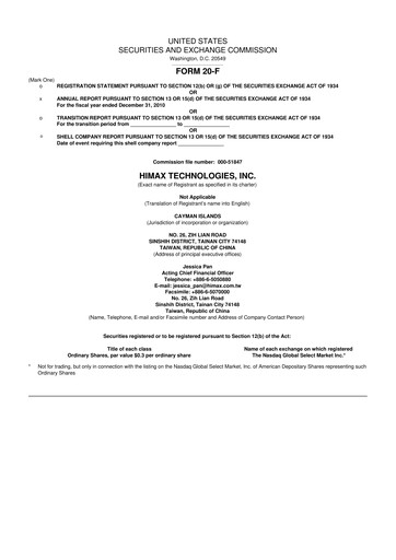 Thumbnail Himax Technologies 20-F Annual Report 