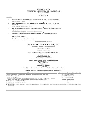 Thumbnail Banco Santander Brasil 20-F Annual Report 