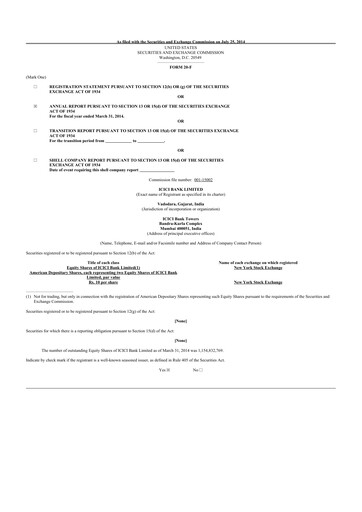 Thumbnail ICICI Bank 20-F Annual Report 
