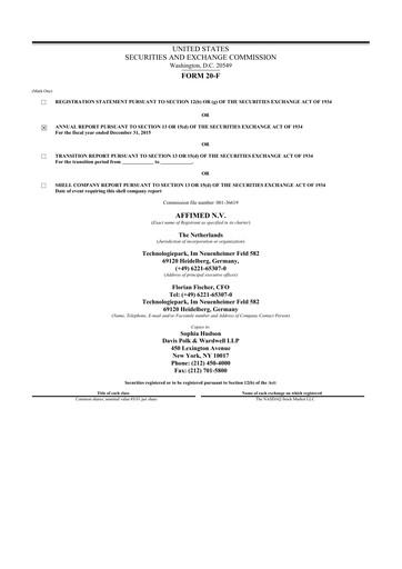 Thumbnail Affimed
 20-F Annual Report 