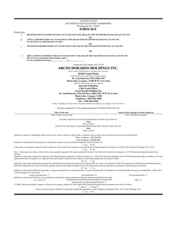 Thumbnail Arcos Dorados Holdings
 20-F Annual Report 2015