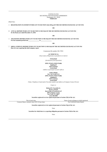 Thumbnail AC Immune 20-F Annual Report 