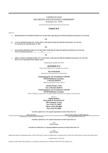 Thumbnail Affimed
 20-F Annual Report 