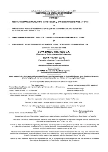 Vorschaubild BBVA Argentina 20-F Jahresbericht 