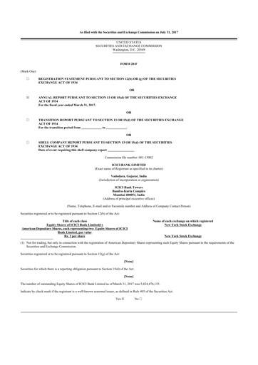 Thumbnail ICICI Bank 20-F Annual Report 