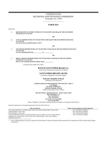 Thumbnail Banco Santander Brasil 20-F Annual Report 