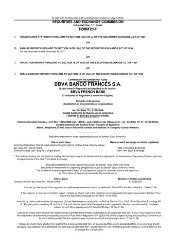 Vorschaubild BBVA Argentina 20-F Jahresbericht 