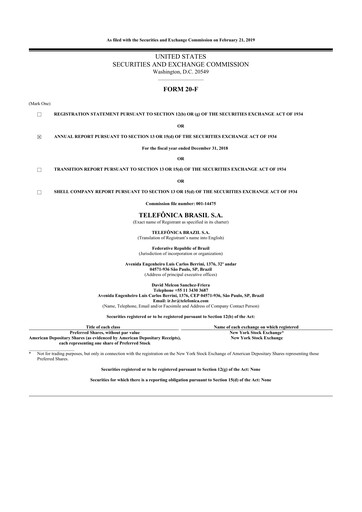 Thumbnail Telefonica Brasil 20-F Annual Report 2018