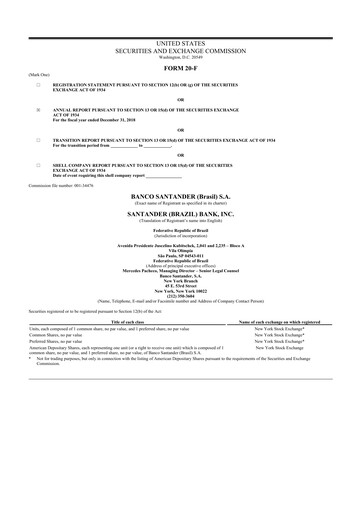 Thumbnail Banco Santander Brasil 20-F Annual Report 2018