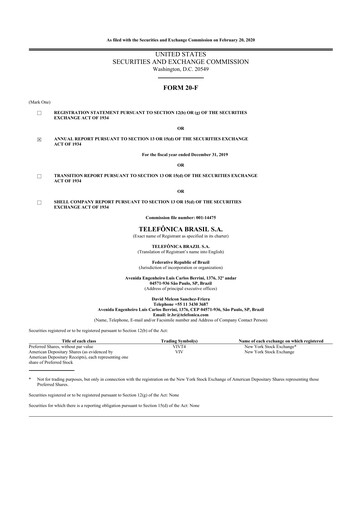 Thumbnail Telefonica Brasil 20-F Annual Report 2019