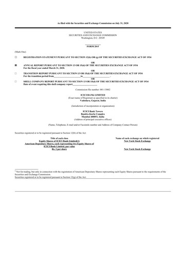 Thumbnail ICICI Bank 20-F Annual Report 