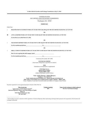 Thumbnail ICICI Bank 20-F Annual Report 