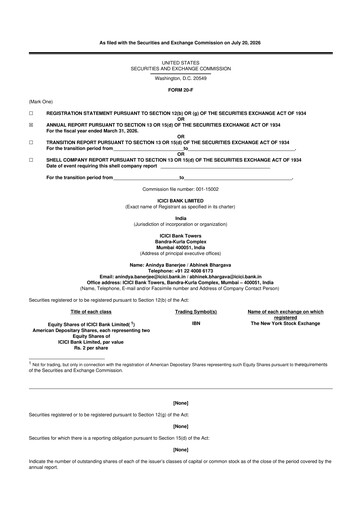 Thumbnail ICICI Bank 20-F Annual Report 