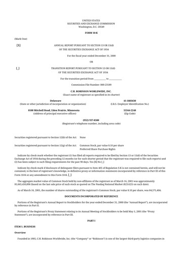 Thumbnail C. H. Robinson 10-K Annual Report 