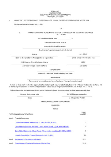 Thumbnail American Woodmark
 10-Q Quarterly Report FY 