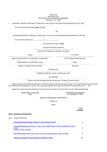 Thumbnail American Woodmark
 10-Q Quarterly Report FY 