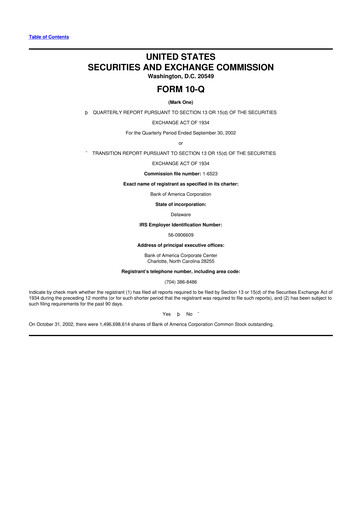 Vorschaubild Bank of America  10-Q Quartalsbericht  