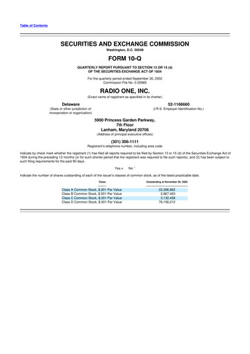 Thumbnail Urban One
 10-Q Quarterly Report FY 