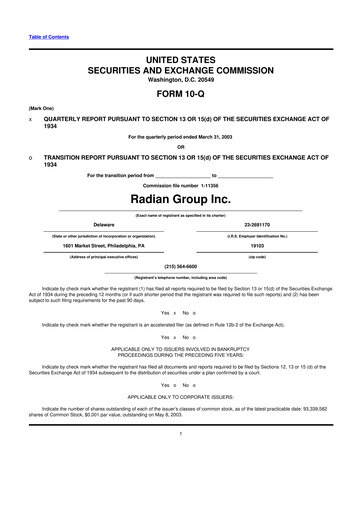 Thumbnail Radian Group
 10-Q Quarterly Report FY 