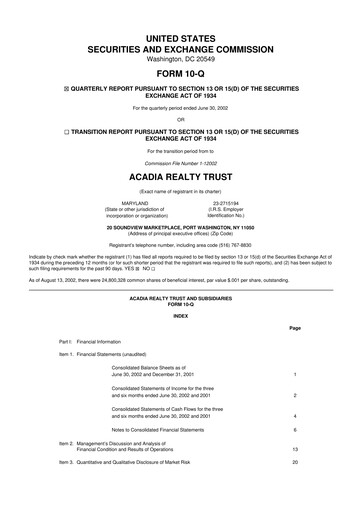 Thumbnail Acadia Realty Trust
 10-Q Quarterly Report FY 