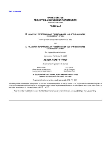 Thumbnail Acadia Realty Trust
 10-Q Quarterly Report FY 