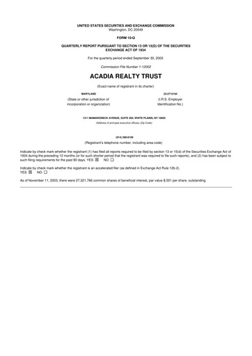 Thumbnail Acadia Realty Trust
 10-Q Quarterly Report FY 