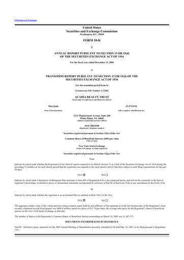 Thumbnail Acadia Realty Trust
 10-K Annual Report 