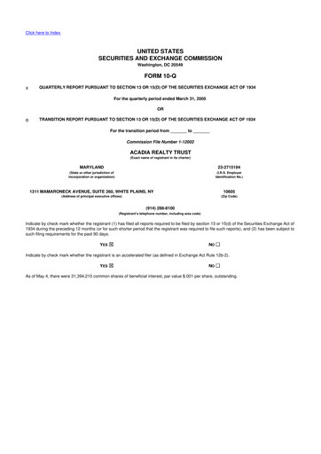 Thumbnail Acadia Realty Trust
 10-Q Quarterly Report FY 