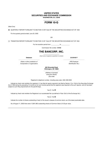 Thumbnail The Bancorp, Inc. 10-Q Quarterly Report FY 