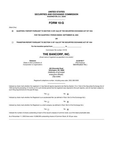 Thumbnail The Bancorp, Inc. 10-Q Quarterly Report FY 