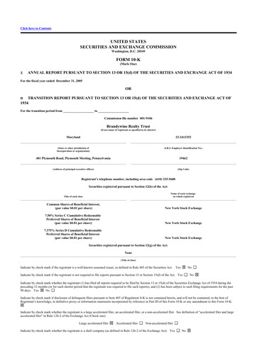 Thumbnail Brandywine Realty Trust
 10-K Annual Report 