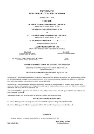 Thumbnail Lucent Technologies 10-K Annual Report 