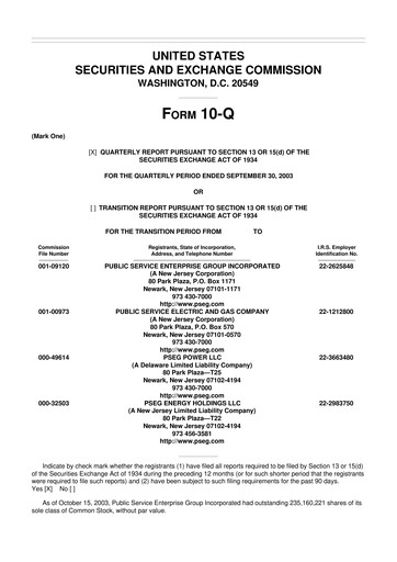 Miniature PSEG 10-Q Rapport trimestriel  