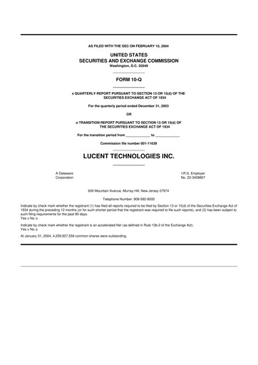 Miniature Lucent Technologies 10-Q Rapport trimestriel  