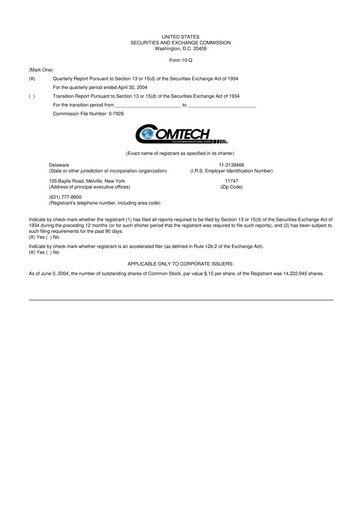 Thumbnail Comtech Telecommunications 10-Q Quarterly Report FY 