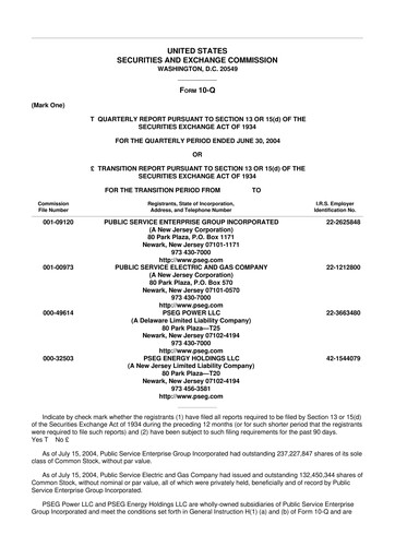 Miniature PSEG 10-Q Rapport trimestriel  
