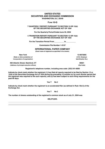 Vorschaubild International Paper
 10-Q Quartalsbericht  