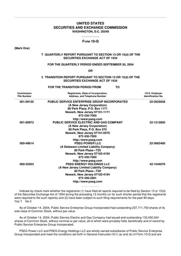 Miniature PSEG 10-Q Rapport trimestriel  