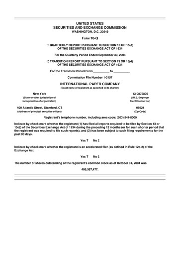 Vorschaubild International Paper
 10-Q Quartalsbericht  