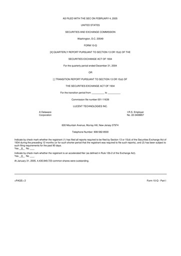 Miniature Lucent Technologies 10-Q Rapport trimestriel  