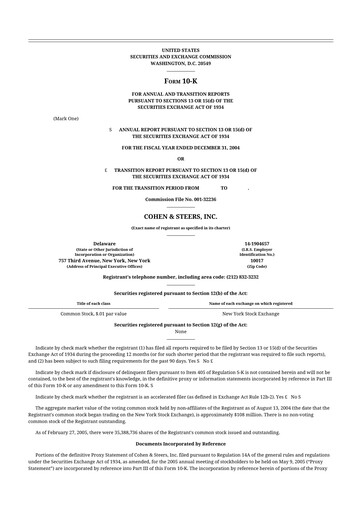 Thumbnail Cohen & Steers 10-K Annual Report 