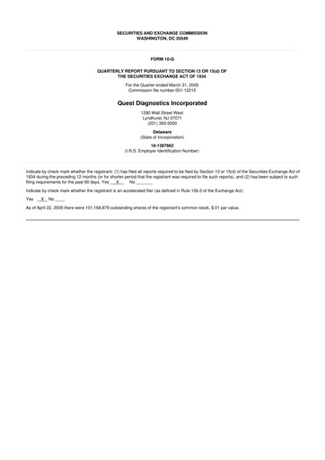 Vorschaubild Quest Diagnostics
 10-Q Quartalsbericht  