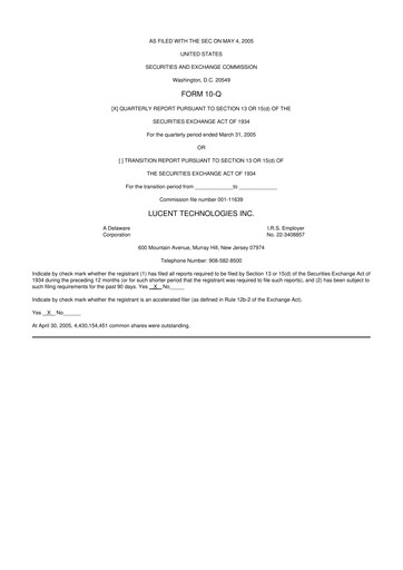 Miniature Lucent Technologies 10-Q Rapport trimestriel  