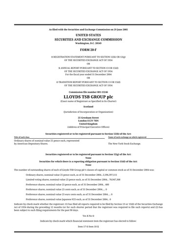 Thumbnail Lloyds Banking Group
 20-F Annual Report 